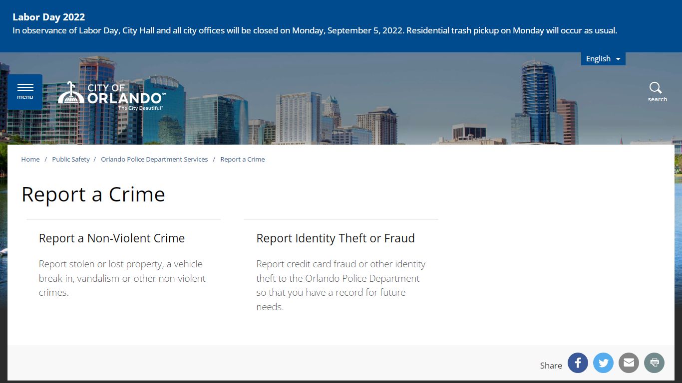 Report a Crime - City of Orlando - Orlando, Florida